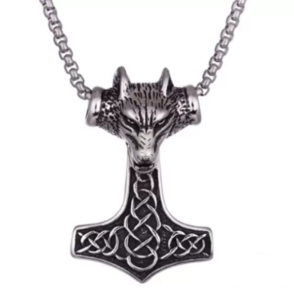 Northern Viking Fenrir Wolfhead Thorin Vasara Teräskaulakoru NVJRS052* Miesten Kaulakorut | Miesten Korut