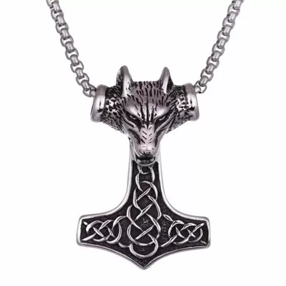 Northern Viking Fenrir Wolfhead Thorin Vasara Teräskaulakoru NVJRS052* Miesten Kaulakorut | Miesten Korut